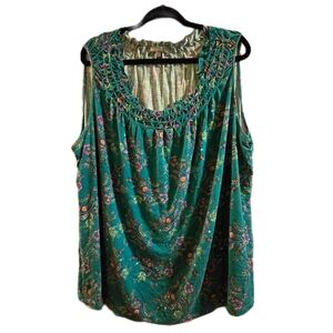 Daniel Rainn 3X Green Paisley Floral Women's Top